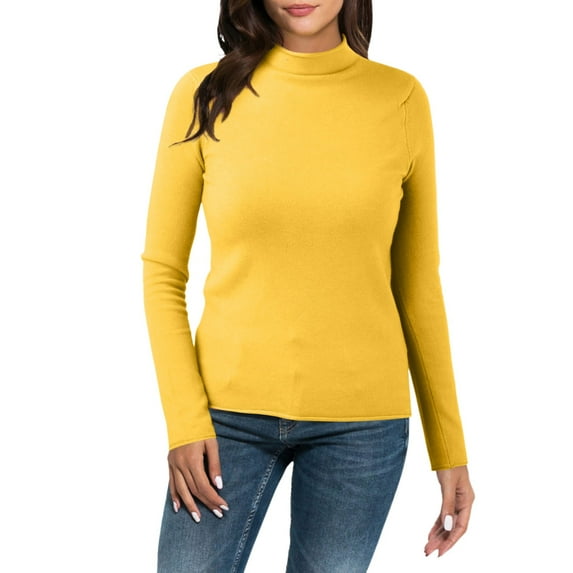 Mepaouo Turtleneck Thermal Shirt for Women Long Sleeve Fashion Basic Layering Pullover Tops(Yellow,S)