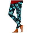 thumbnail image 1 of Mepaouo Valentines Leggings for Women Heart Blossom Stretch Holiday Party Tights Pants Sizes S-2X, 1 of 6