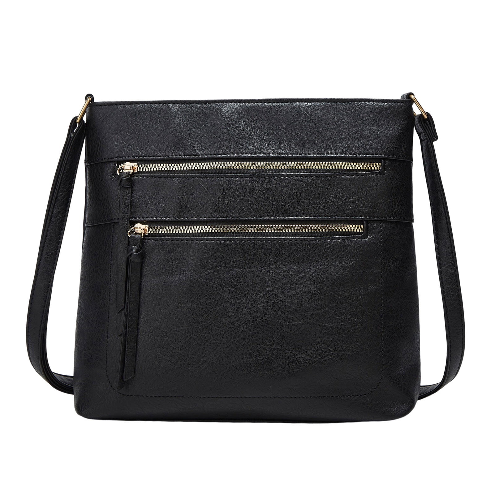 Mepaouo Vegan Leather Crossbody Bags for Women Shoulder Handbag Purse with Zipper Pockets(Black)