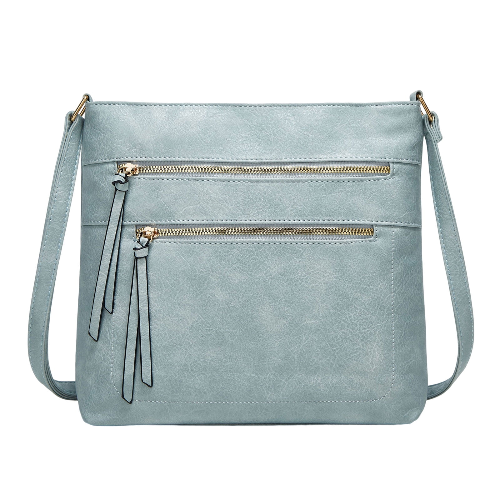 Mepaouo Vegan Leather Crossbody Bags for Women Shoulder Handbag Purse with Zipper Pockets(Blue)
