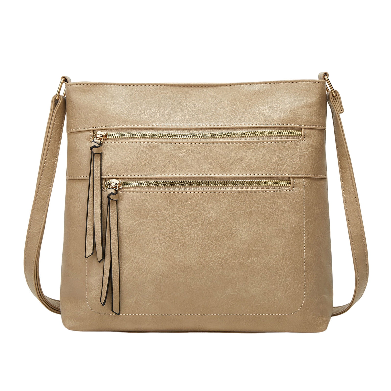 Mepaouo Vegan Leather Crossbody Bags for Women Shoulder Handbag Purse with Zipper Pockets(Khaki)