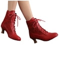 thumbnail image 1 of Mepaouo Victorian Boots for Women Vintage Granny Booties Renaissance Lace up Ankle Boots(Red,9), 1 of 5