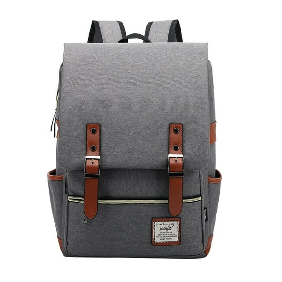 Mepaouo Vintage Laptop Backpack for Women Men Water Resistant Travelling College Flap Bookbag(Grey)