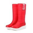 thumbnail image 1 of Mepaouo Waterproof Snow Boots for Women Mid Wide Calf Platform Outdoor Walking Winter Boots(Red,7.5), 1 of 8