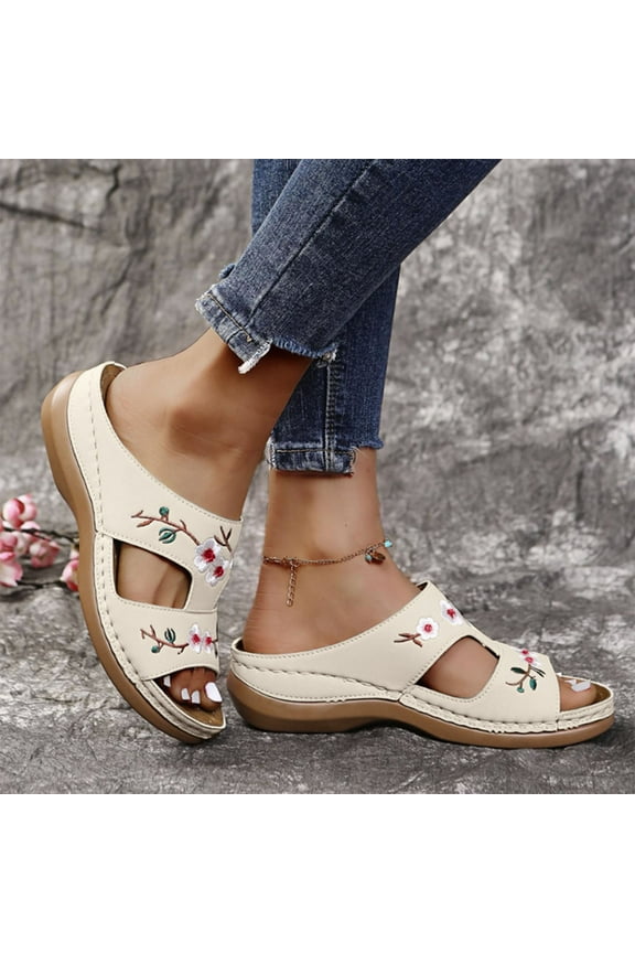 Wedge Sandals Women Summer Open Toe Dressy Shoes Arch Support Orthopedic Platform Slides