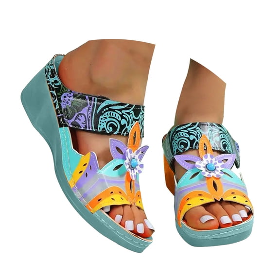 Mepaouo Wedge Sandals for Women Comfort Summer Slip on Dressy Platform Slide Shoes with Arch Support