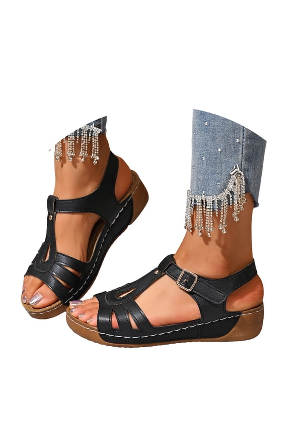 Wedge Sandals for Women Comfortable Open Toe Dressy Summer Casual Sandal Walking Flat Shoes