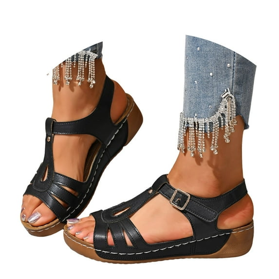 Mepaouo Wedge Sandals for Women Comfortable Open Toe Dressy Summer Casual Sandal Walking Flat Shoes