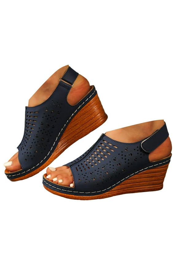 Wedge Sandals for Women Summer Dressy Slingback Wide Width Cutout Platform Casual Shoes