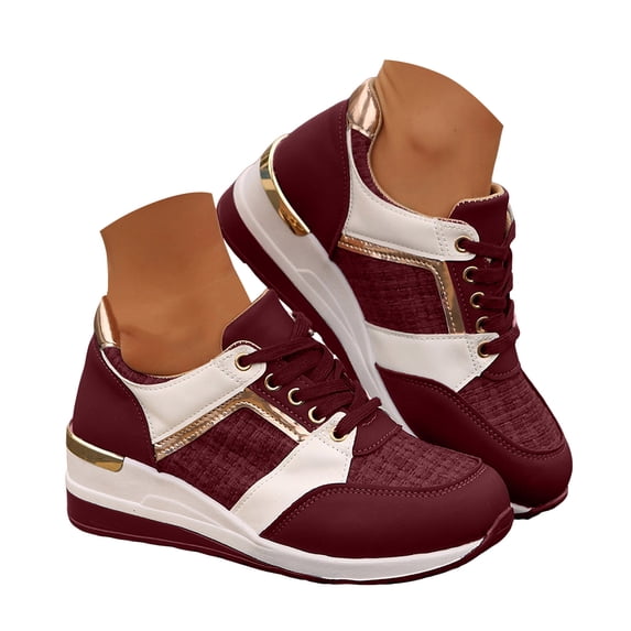 Mepaouo Wedge Sneakers for Women Running Walking Tennis Shoes Non Slip Platform High Heeled Sneaker