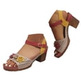 thumbnail image 1 of Dakaela Wedges Sandals for Women Dressy 2025 Open Toe Chunky Heeled Flower Shoes with Arch Support, 1 of 8