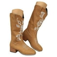 thumbnail image 1 of Mepaouo Western Cowboy Boots for Women Embroidered Knee High Wide Calf Cowgirl Booties with Stacked Heel, 1 of 6