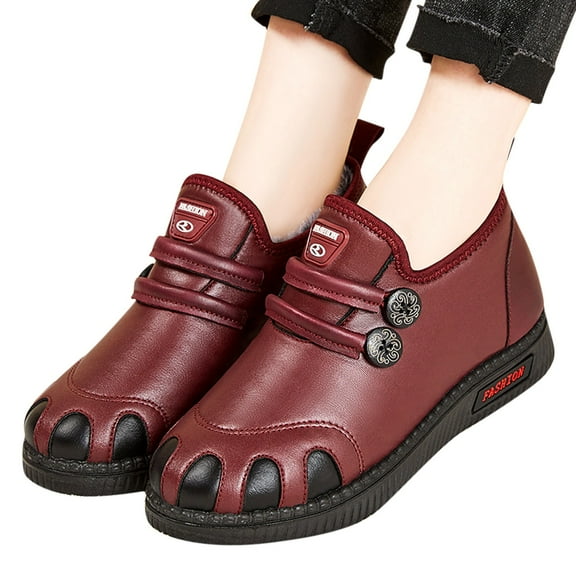 Mepaouo Winter Ankle Boots for Women Classic Waterproof Slip on Snow Booties Loafers Shoes