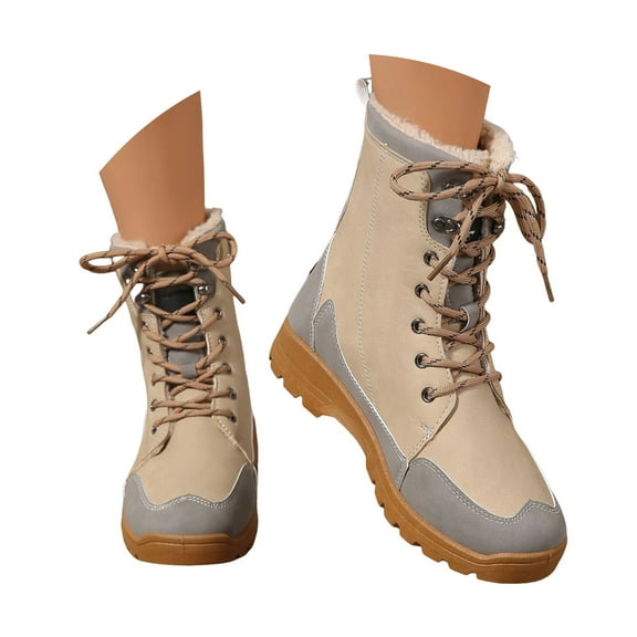 Mepaouo Winter Boots for Women Waterproof Fleece Lined Walking Riding Hiking Mid Calf Booties(White,8)