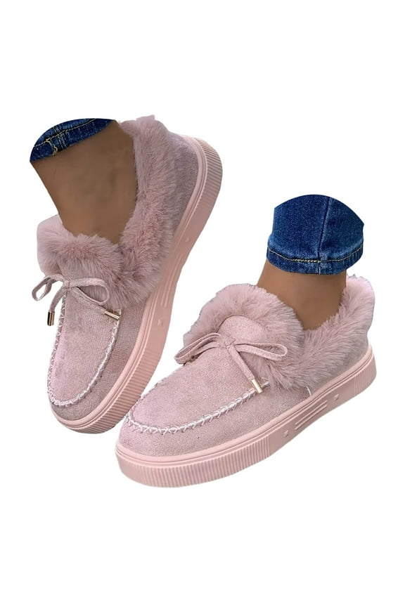 Winter Slip on Loafers for Women Fleece Lined Snow Boots Casual Moccasins Outdoor Walking Shoes