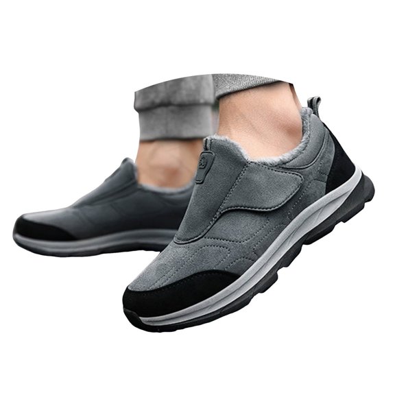 Mepaouo Winter Snow Boots for Women Men Fleeced Waterproof Lightweight Slip on Ankle Booties(Grey,9.5)