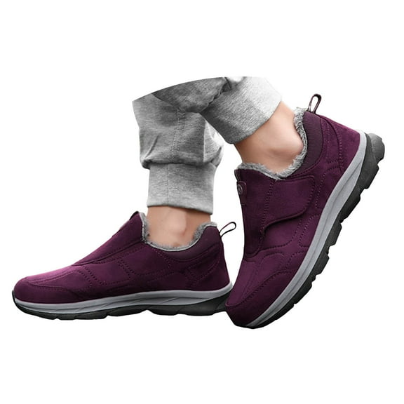 Mepaouo Winter Snow Boots for Women Men Fleeced Waterproof Lightweight Slip on Ankle Booties(Red,6)