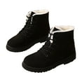 thumbnail image 1 of Mepaouo Winter Snow Boots for Women Warm Fleece Lined Ankle Boots Suede Lace up Booties(Black,9), 1 of 6