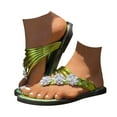 thumbnail image 1 of Mepaouo Woman's Sandal Flip Flop Rhinestone Flower Flats Sandals Non Slip Summer Beach Shoes(Green,6), 1 of 9