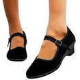 thumbnail image 1 of Mepaouo Women Ballet Shoes Ankle Strap Black Dance Shoes Low Heel Suede Comfy Walking Shoes, 1 of 4