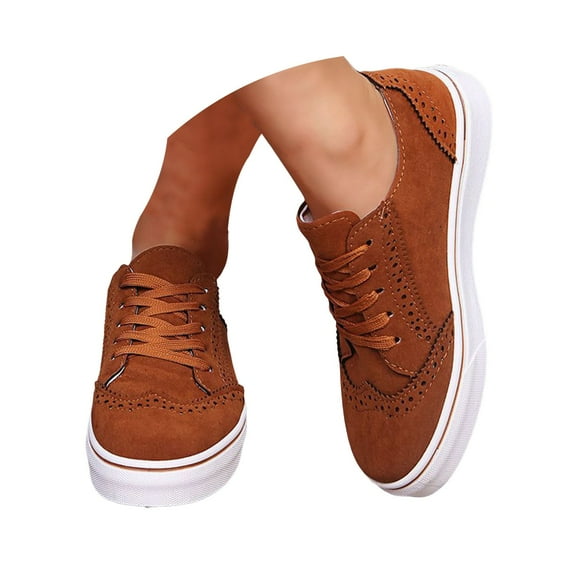 Mepaouo Women Canvas Shoes Memory Foam Fashion Sneakers Lace up Casual Running Tennis Shoes(Brown,9)