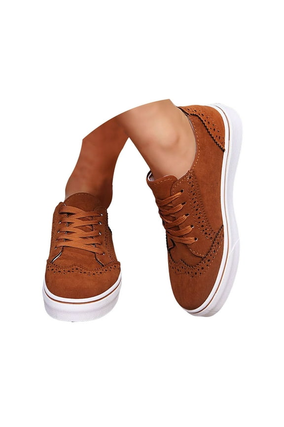 Women Canvas Shoes Memory Foam Fashion Sneakers Lace up Casual Running Tennis Shoes(Brown,9)