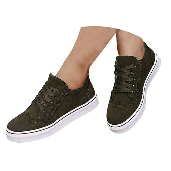 Mepaouo Women Canvas Shoes Memory Foam Fashion Sneakers Lace up Casual Running Tennis Shoes(Green,7)