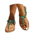 thumbnail image 1 of Mepaouo Women Flat Sandals Summer Bohemian Dress Shoes Ankle Strap Outdoor Walking Flip Flops(Green,7.5), 1 of 9