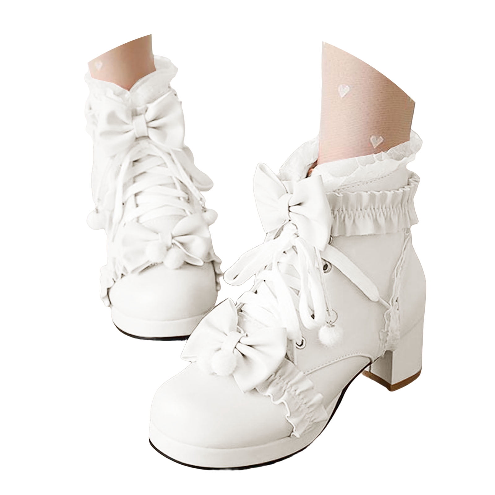 Mepaouo Women Goth Platform Boots Chunky High Heels Lace up Lolita ...