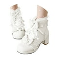 thumbnail image 1 of Mepaouo Women Goth Platform Boots Chunky High Heels Lace up Lolita Dress Ankle Booties with Cute Bow, 1 of 7
