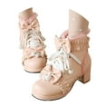 thumbnail image 1 of Mepaouo Women Goth Platform Boots Chunky High Heels Lace up Lolita Dress Ankle Booties with Cute Bow, 1 of 7