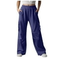 thumbnail image 1 of Mepaouo Women High Waisted Cargo Pants Wide Leg Casual Pants 4 Pockets Combat Military Trousers(Blue,S), 1 of 9