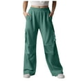 thumbnail image 1 of Mepaouo Women High Waisted Cargo Pants Wide Leg Casual Pants 4 Pockets Combat Military Trousers(Green,L), 1 of 9