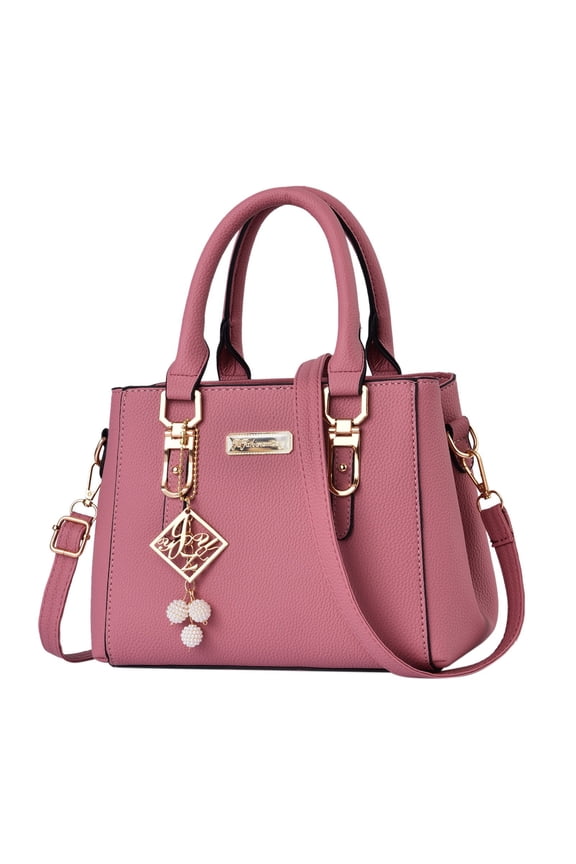 Women Leather Handbags Top Handle Tote Shoulder Crossbody Bag Large Capacity Satchel Pink