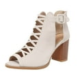 thumbnail image 1 of Mepaouo Women Open Toe Booties Crisscross Straps High Heel Ankle Strap Fashion Sandals(White,9), 1 of 6