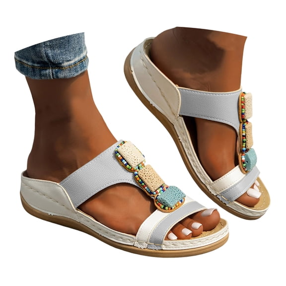 Mepaouo Women Orthotic Slides Comfortable Orthopedic Wedge Sandals Arch Support Walking Slip on Shoes