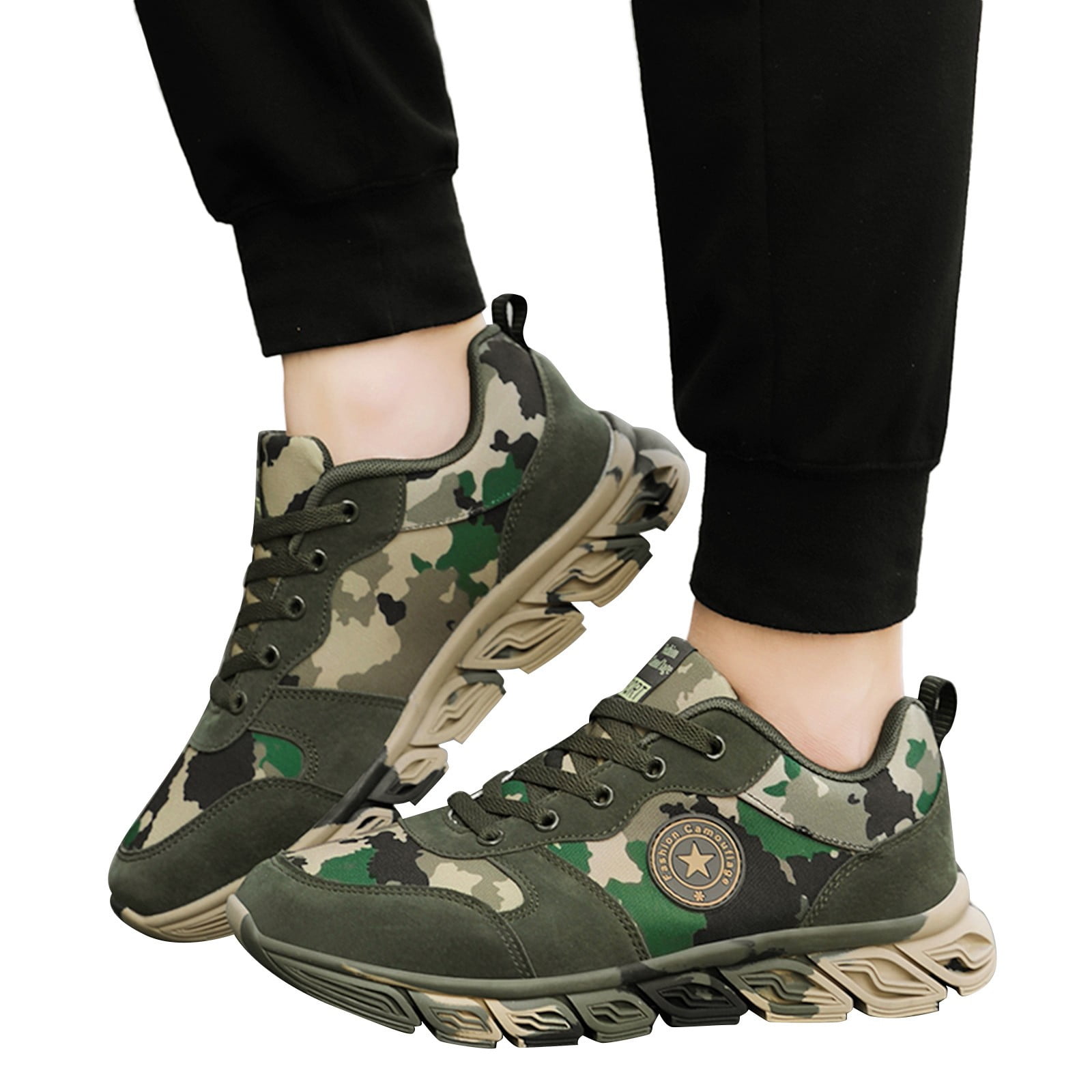 Mepaouo Women Running Shoes Army Green Military Hiking Shoes Suede Comfortable Walking Shoes