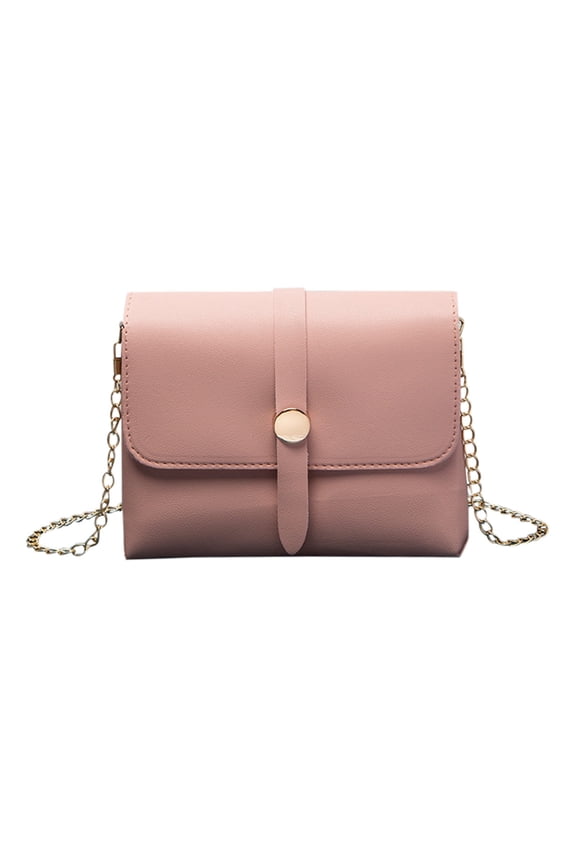 Women Shoulder Bag Small Leather Crossbody Purse Cell Phone Makeup Pouch Tote with Chain(Pink)