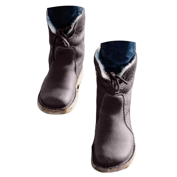 Mepaouo Women Snow Boots Lined Square Toe Winter Shoes Warm Waterproof Ankle Booties