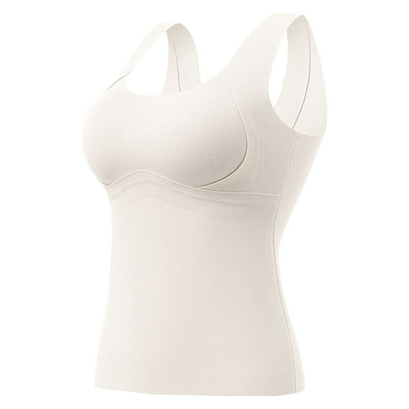 Mepaouo Women Thermal Tank Tops Sleeveless Warm Fleece Cami Underwear Vest for Cold Weather(White,L)