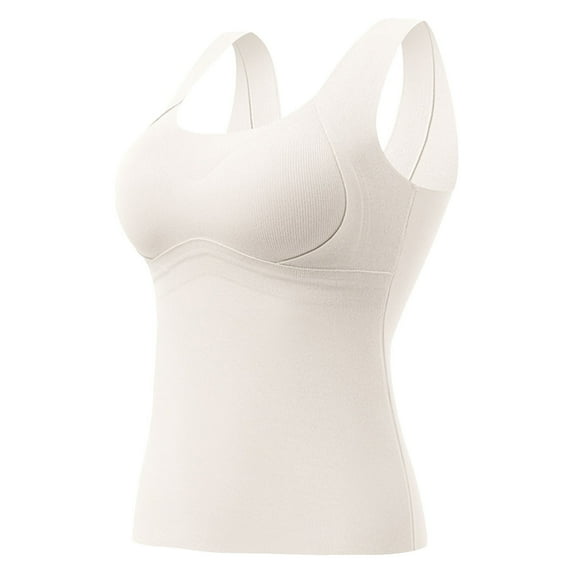 Mepaouo Women Thermal Tank Tops Sleeveless Warm Fleece Cami Underwear Vest for Cold Weather(White,L)