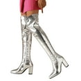 thumbnail image 1 of Mepaouo Women Thigh High Boots Heel Stretchy Sexy Glitter Fashion Over The Knee Boots(Silver,8.5), 1 of 8