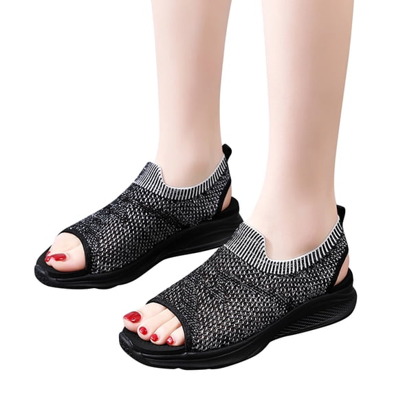 Mepaouo Women Walking Sandals Arch Support Orthotic Comfort Athletic Plantar Fasciitis Shoes Black Size 7.5
