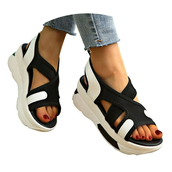 Mepaouo Women Walking Sandals Arch Support Orthotic Sandals Plantar Fasciitis Non Slip Platform Shoes