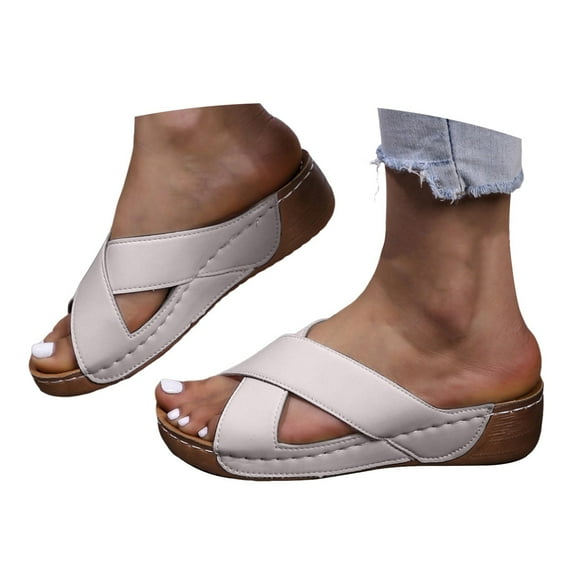 Mepaouo Women Wedge Shoes Orthopedic Platform Sandals Comfortable Arch Support Summer Dressy Shoes