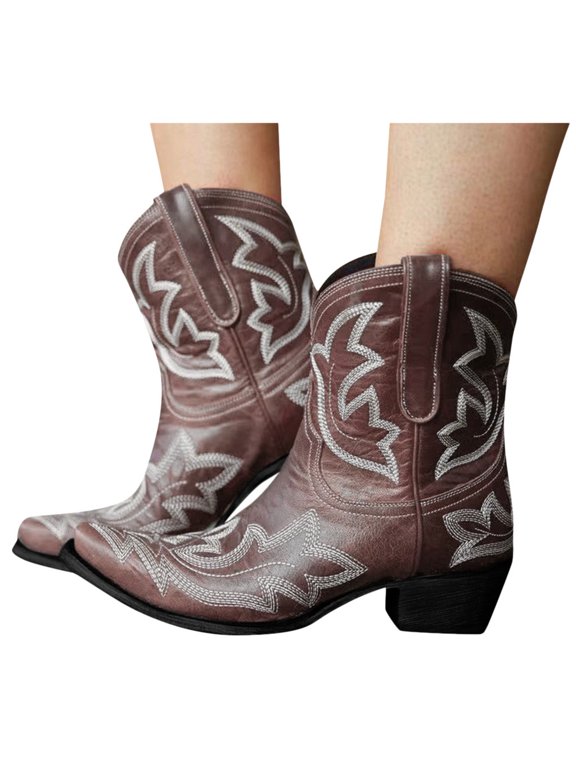 Women Western Cowgirl Boots Pointe Cowboy Country Concert Disco Outfits Fashion Ankle Booties