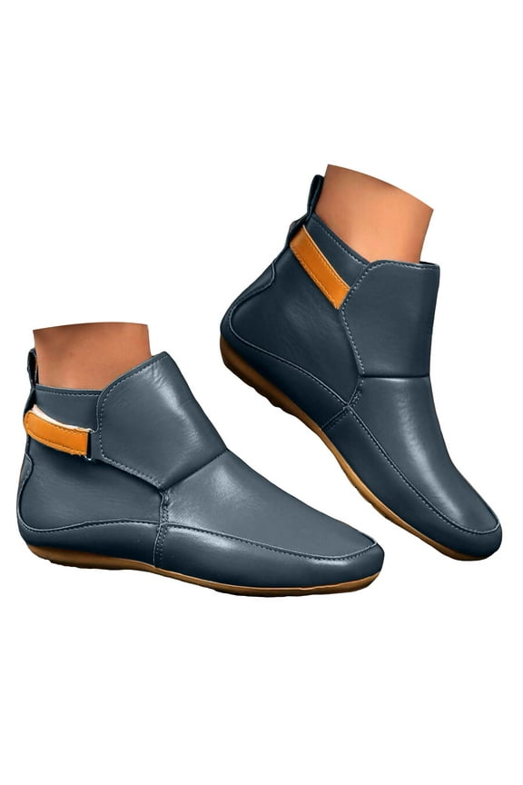 Women's Ankle Boot Wide Width Orthopedic Arch Support Walking Hiking Slip on Flat Booties Shoes