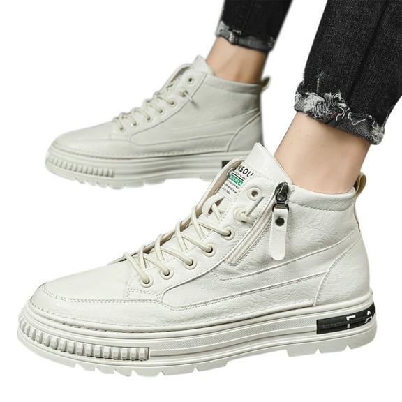 Mepaouo Women's Ankle Boots Booties Flat Mens Motorcycle Riding Boots Lace up Combat Fashion Sneakers