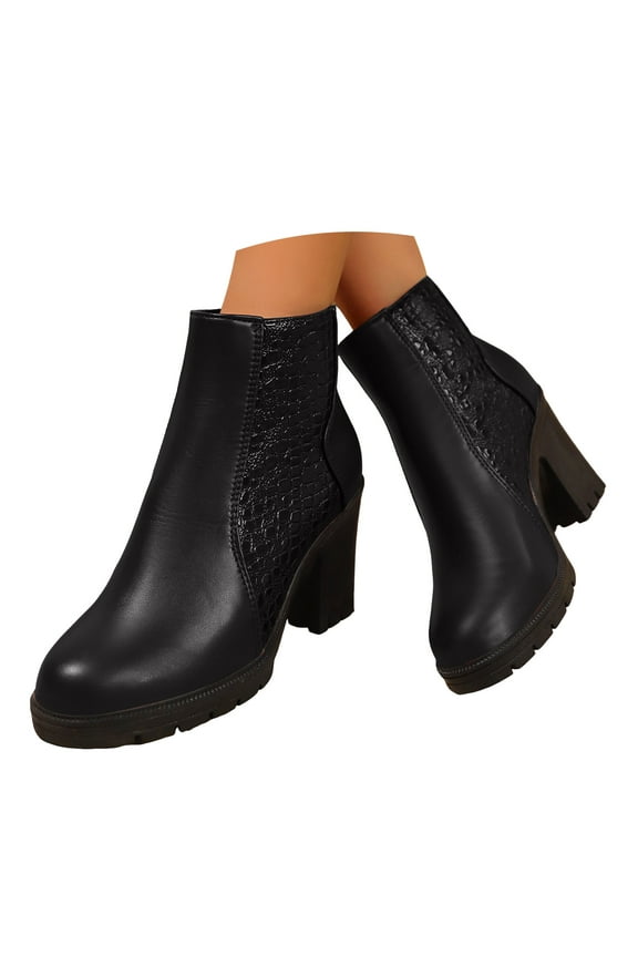 Women's Ankle Boots Chunky Heeled Short Dress Booties Side Zipper Fall Winter Pumps Shoes