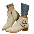 thumbnail image 1 of Mepaouo Women's Ankle Boots Classic Buckles Chunky Low Heel Dressy Short Booties with Side Zipper, 1 of 8
